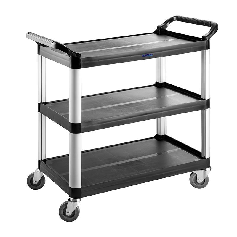 Biradlı BRD-54 Plastik Servis Arabası, 52x96x107 cm, Siyah.