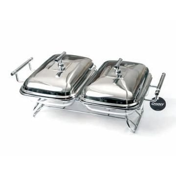 Biradlı GRV-9801 Isıtıcılı Yemek Servis Standı, 2x1.6 L