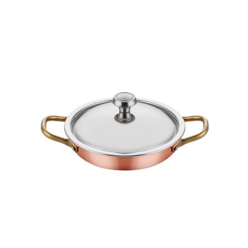 A 101YS 14K Multi - Metal Bakır Yumurta Sahanı,Tava + Kapak