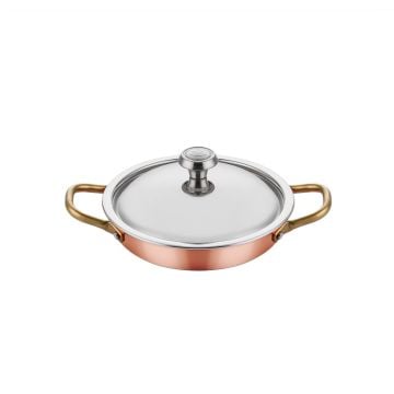 A 101YS 18K Multi - Metal Bakır Yumurta Sahanı,Tava + Kapak