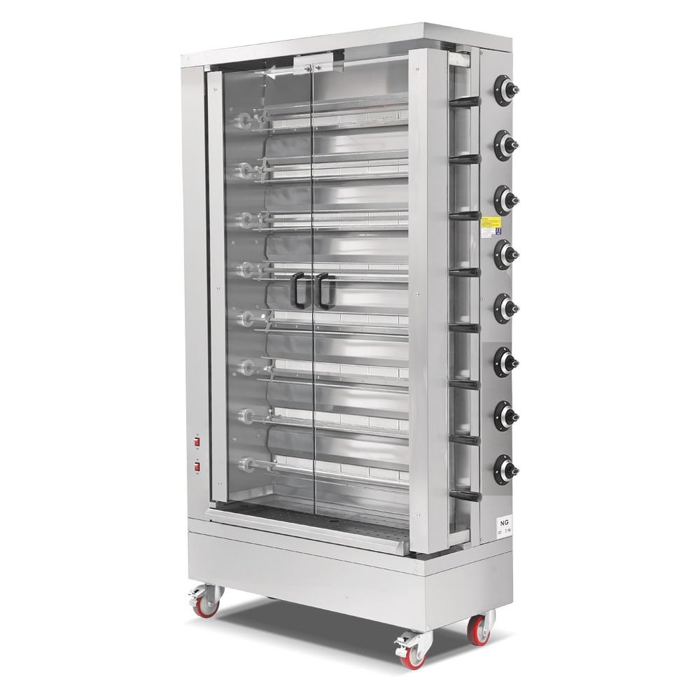 Empero EMP.8EG Piliç Kızartma Makinesi, 48\' li  Gazlı 1194x481x2030 mm / Gas Chicken Rotisserie