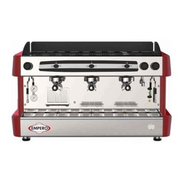 Empero EMP.CPC.3GR Capuccino ve Espresso Kahve Makinesi, Yarı Otomatik, 3 Gruplu Kırmızı / Capuccino Espresso Machine 3 Groups