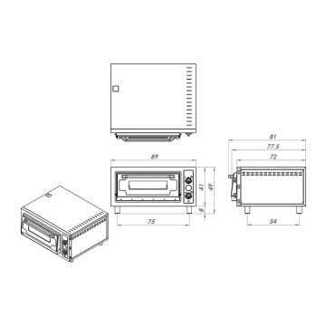 Remta S17 4'lü Pizza Fırını, 62x62 cm, Elektrikli