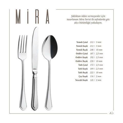 Lugga Mira Model Yemek Çatalı 12 Adet / Table Fork