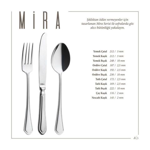 Lugga Mira Model Yemek Bıçak 12 Adet / Table Knife