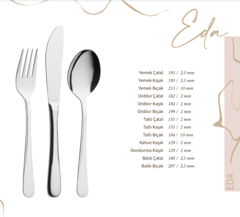 Lugga Eda Model Balık Bıçak 12 Adet / Fish Knife