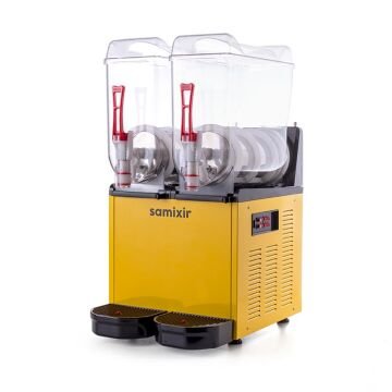 Samixir SLUSH24.YA Twin Ice Slush Granita Milkshake ve Soğuk Meyve Suyu Dispenseri, 12+12 L, Sarı