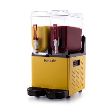 Samixir SLUSH24.YA Twin Ice Slush Granita Milkshake ve Soğuk Meyve Suyu Dispenseri, 12+12 L, Sarı