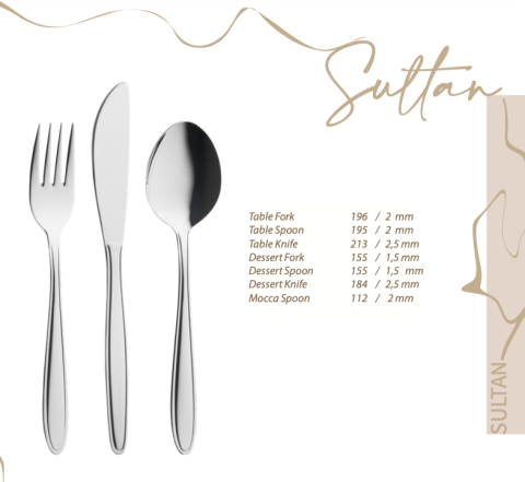 Lugga Sultan Model Tatlı Bıçak 12 Adet / Dessert  Knife