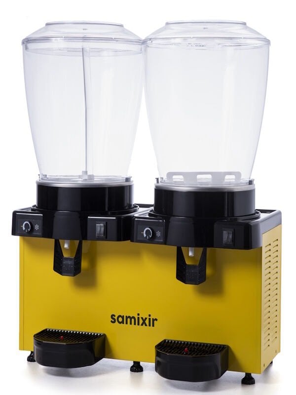 SAMİXİR Panamorik SM44.AY Panamorik Twin Fıskiyeli ve Karıştırıcılı Soğuk İçecek Dispenseri, 22+22 lt, Sarı