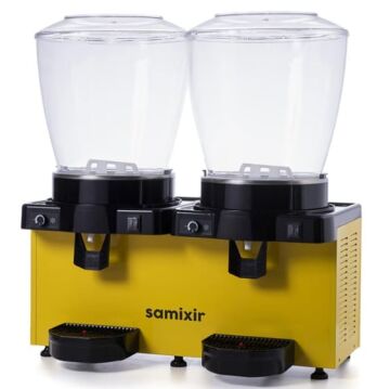 Samixir MM44.AY Panaromik Analog Twin Soğuk İçecek Dispenseri, 22+22 L, Karıştırıcılı, Sarı