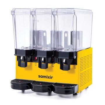 Samixir 60.SSMY Triple Klasik Fıskiyeli ve Fıskiyeli Karıştırıcılı Soğuk İçecek Dispenseri, 20+20+20 L, Sarı