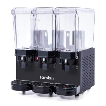 Samixir 60.SMMB Triple Klasik Fıskiyeli Karıştırıcılı ve Karıştırıcılı Soğuk İçecek Dispenseri, 20+20+20 L, Siyah