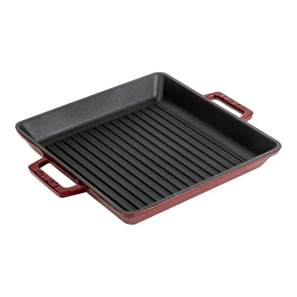 Lava Döküm Kare Izgara Tavası Döküm Demir Yekpare Çift Kulplu Ölçü 26x26cm