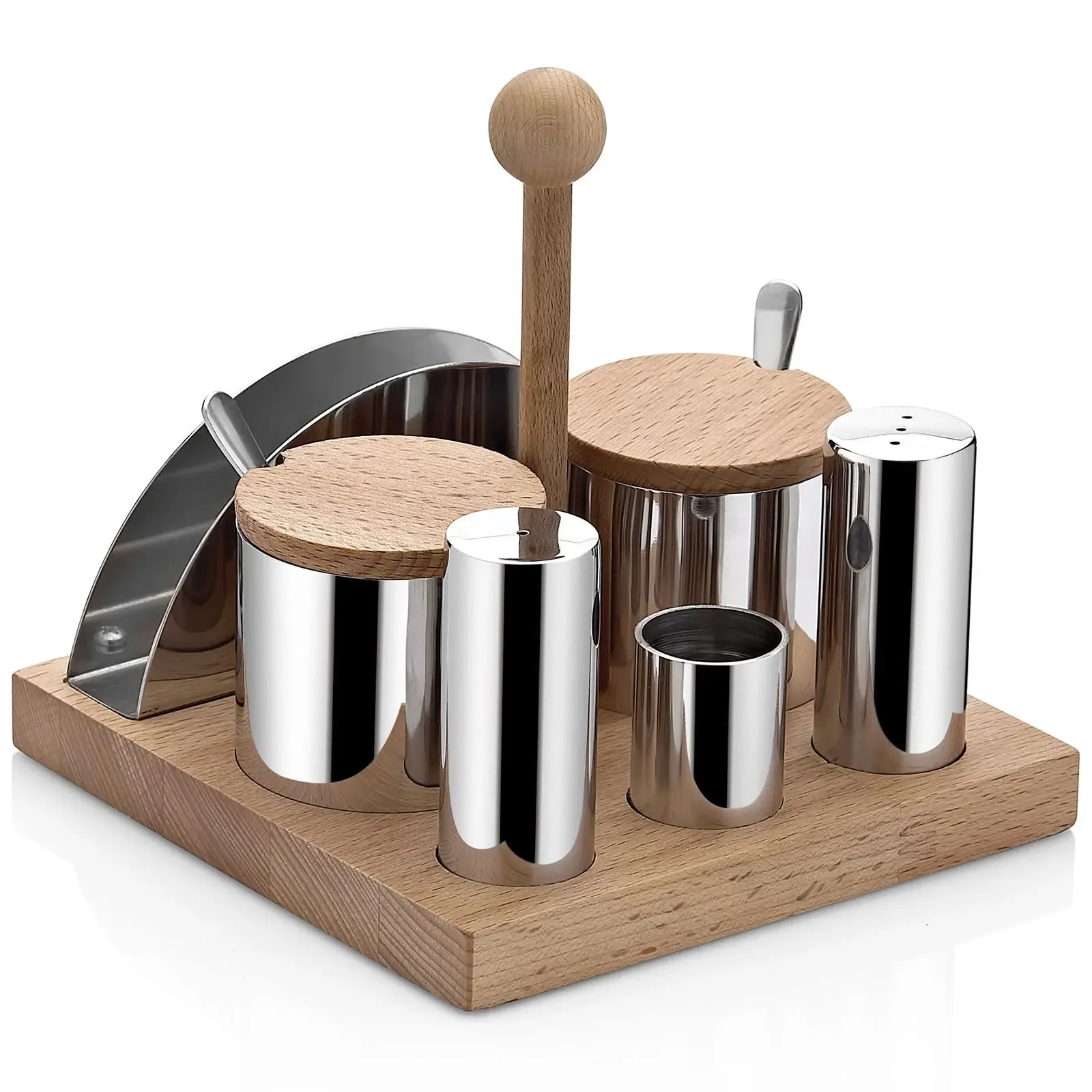 Biradlı Groovy 6\' lı  Tuzluk Baharatlık Takımı (Parlak&Mat) GRV-71