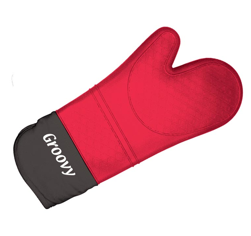 Biradlı Silikon Fırın Eldiveni Siyah-Kırmızı BRD-428