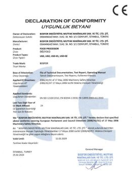 Bosfor USD-02 Ayaklı Sebze Doğrama Makinesi