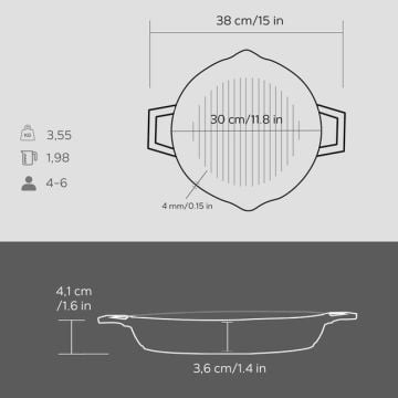 Lava LV ECO GT 30 T5 Döküm Yuvarlak Izgara Tavası Çift Kulplu Çap(Ø)30cm.