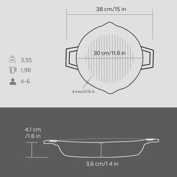 Lava LV ECO GT 30 T5 Döküm Yuvarlak Izgara Tavası Çift Kulplu Çap(Ø)30cm.