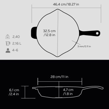 Lava LV ECO Y GT 28 Döküm Yuvarlak Izgara Tava  Saplı Çap(Ø)28cm.