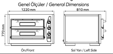 Maksan PO602 Çift Katlı, 12x30 cm Pizza Kapasiteli Elektrikli