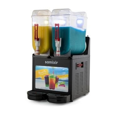 Samixir SLUSH24.BA  Allure Twin Ice Slush Granita Milkshake ve Soğuk Meyve Suyu Dispenseri, 12+12 L, Siyah