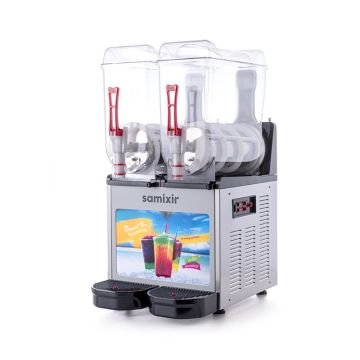 Samixir SLUSH24.IA Allure Twin Ice Slush Granita Milkshake ve Soğuk Meyve Suyu Dispenseri, 12+12 L, Siyah