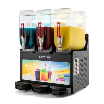 Samixir SLUSH36.BA Allure Triple Ice Slush Granita Milkshake ve Soğuk Meyve Suyu Dispenseri, 12+12+12 L, Siyah