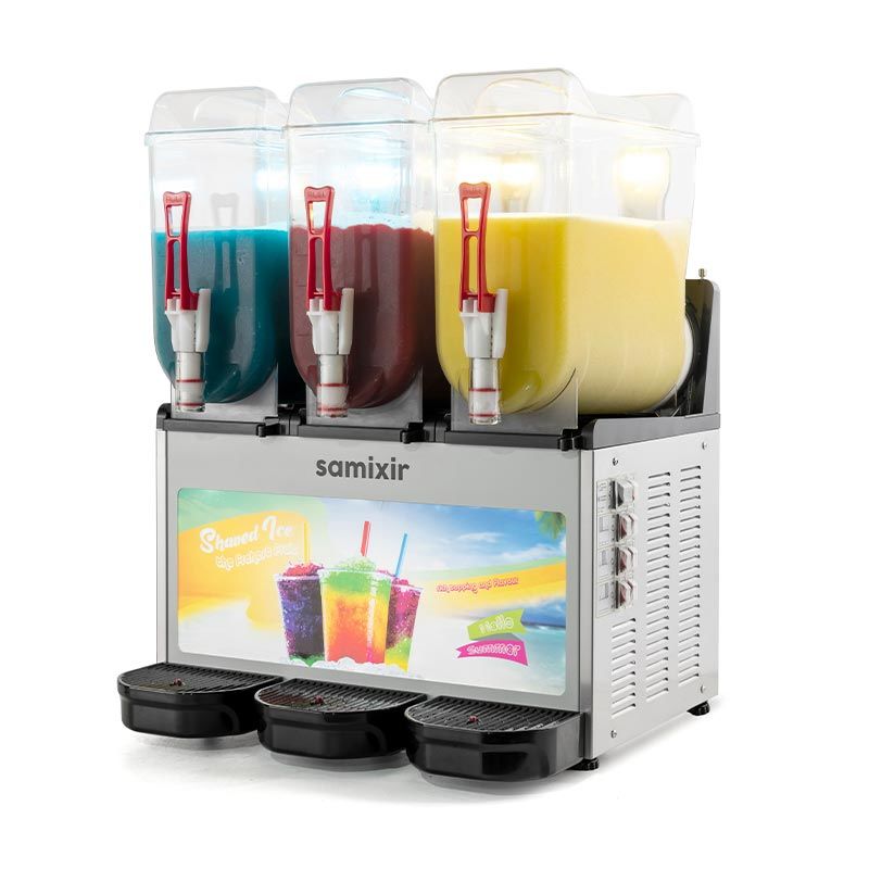 Samixir SLUSH36.IA  Allure Triple Ice Slush Granita Milkshake ve Soğuk Meyve Suyu Dispenseri, 12+12+12 L, Inox