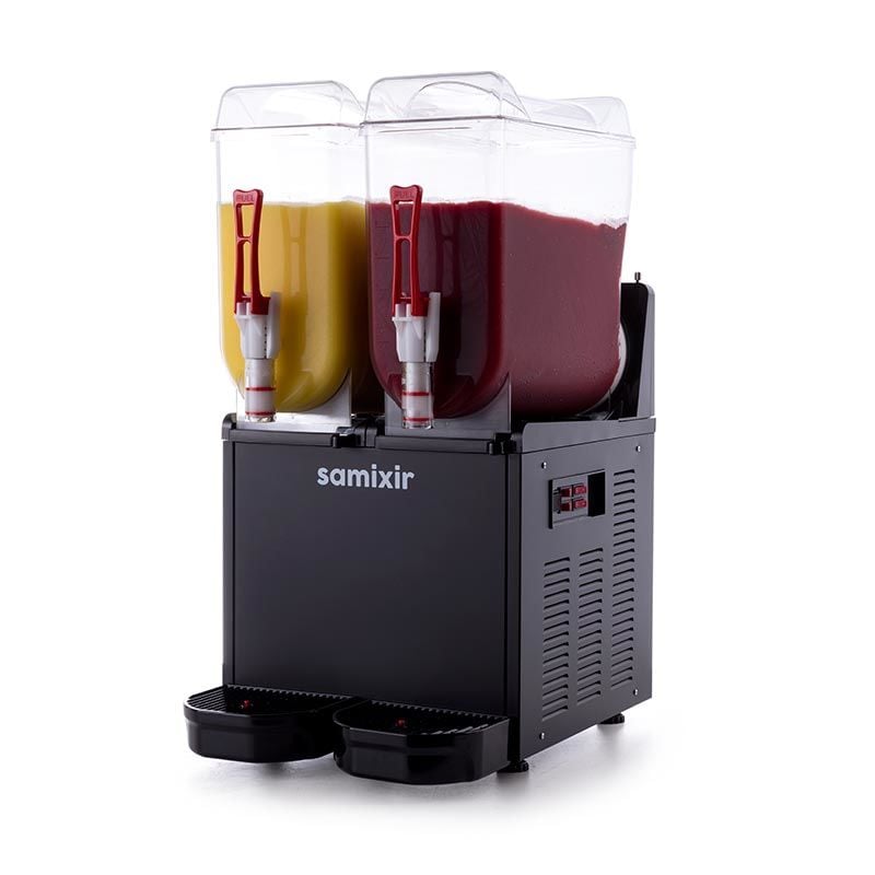Samixir SLUSH24.B Twin Ice Slush Granita Milkshake ve Soğuk Meyve Suyu Dispenseri, 12+12 L, Siyah