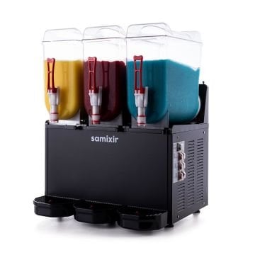 Samixir SLUSH36.B Triple Ice Slush Granita Milkshake ve Soğuk Meyve Suyu Dispenseri, 12+12+12 L, Siyah