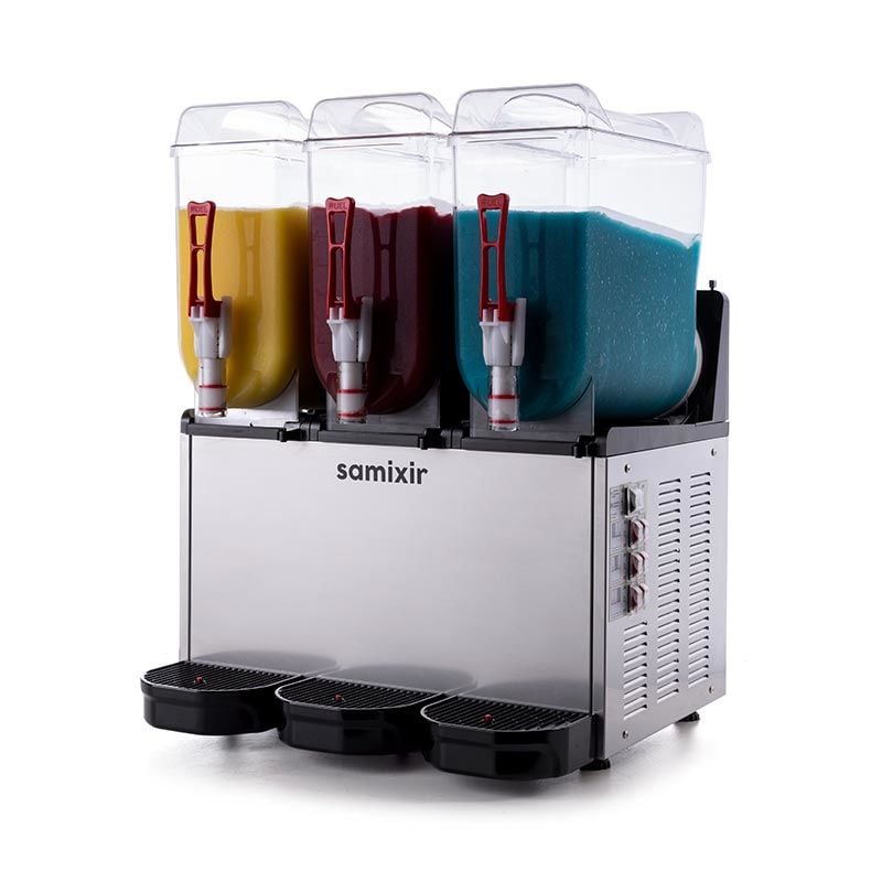 Samixir SLUSH.36 Triple Ice Slush Granita Milkshake ve Soğuk Meyve Suyu Dispenseri, 12+12+12 L, Inox