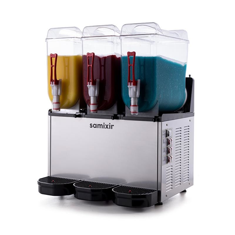 Samixir SLUSH.36 Triple Ice Slush Granita Milkshake ve Soğuk Meyve Suyu Dispenseri, 12+12+12 L, Inox