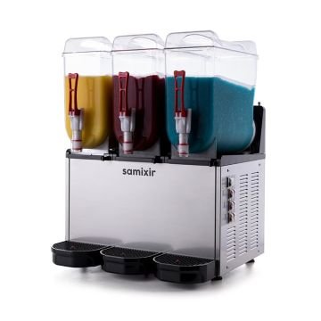 Samixir SLUSH.36 Triple Ice Slush Granita Milkshake ve Soğuk Meyve Suyu Dispenseri, 12+12+12 L, Inox